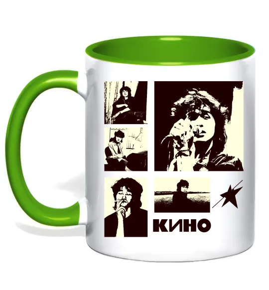 Чашка с цветной ручкой Кино колаж Лаймовый фото