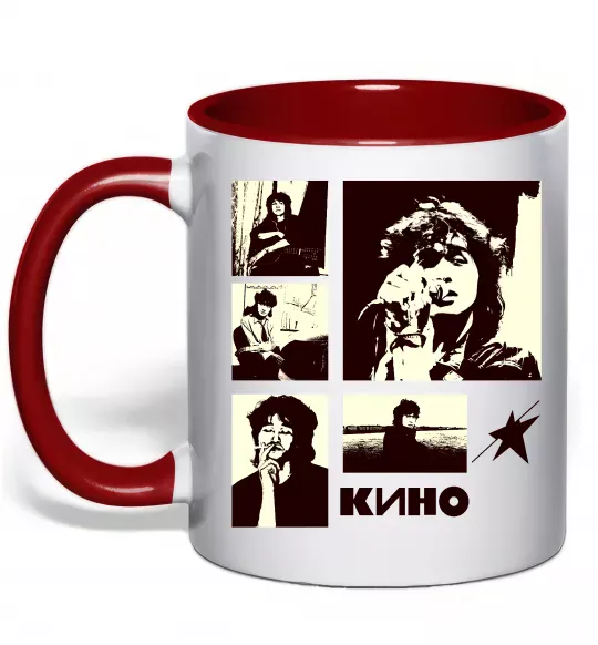 Чашка з кольоровою ручкою Кино колаж Червоний фото