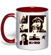 Чашка з кольоровою ручкою Кино колаж Червоний фото