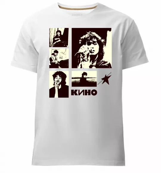 Мужская премиум футболка Кино колаж Белый фото