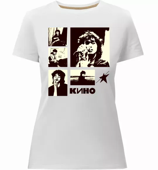 Жіноча преміум футболка Кино колаж Білий фото