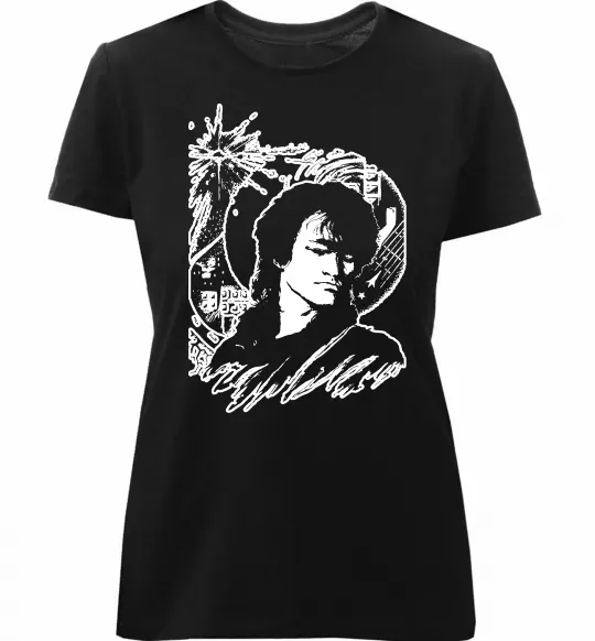 Жіноча преміум футболка В.Цой Чорний фото