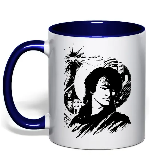 Чашка с цветной ручкой В.Цой Глубокий темно-синий фото