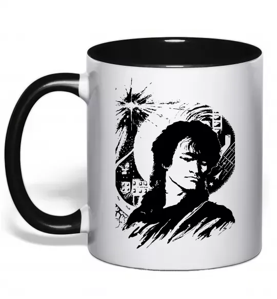 Чашка с цветной ручкой В.Цой Черный фото