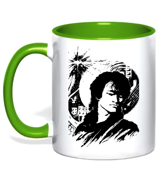 Чашка з кольоровою ручкою В.Цой Лаймовий фото