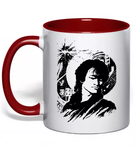 Чашка с цветной ручкой В.Цой Красный фото