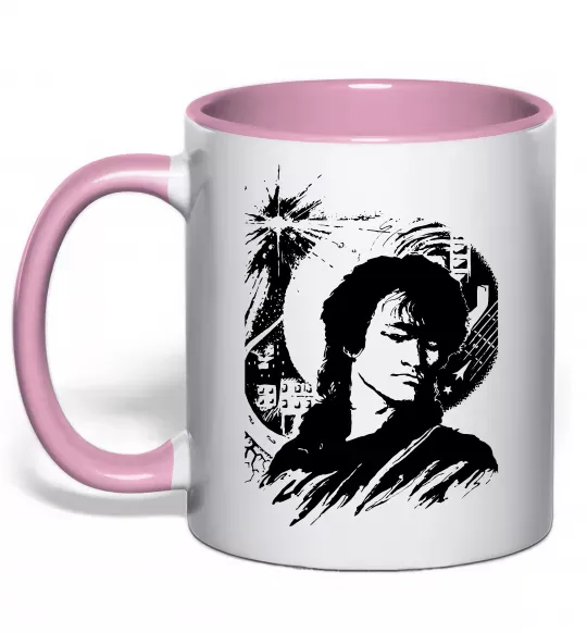 Чашка с цветной ручкой В.Цой Нежно розовый фото