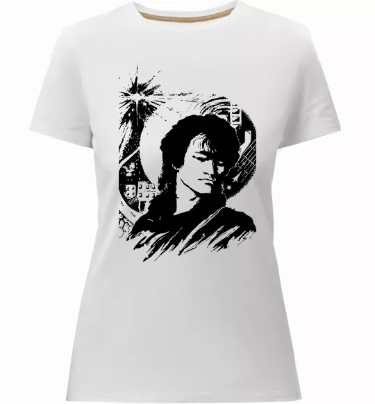 Жіноча преміум футболка В.Цой Білий фото