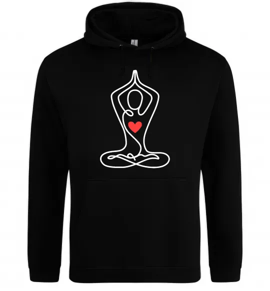 Чоловіча толстовка (худі) Падмасана з серцем Чорний фото