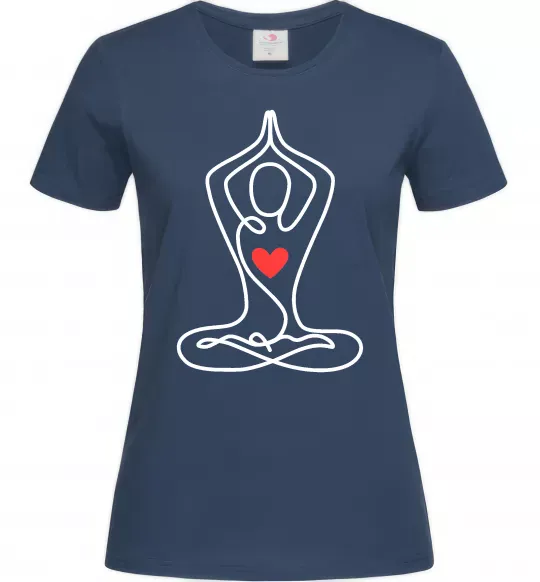 Жіноча футболка Падмасана з серцем Темно-синій фото