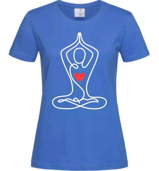 Жіноча футболка Падмасана з серцем Яскраво-синій фото