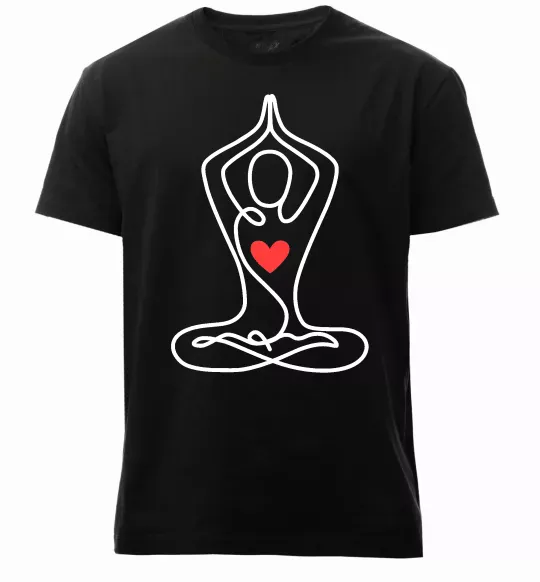Мужская премиум футболка Падмасана з серцем Черный фото