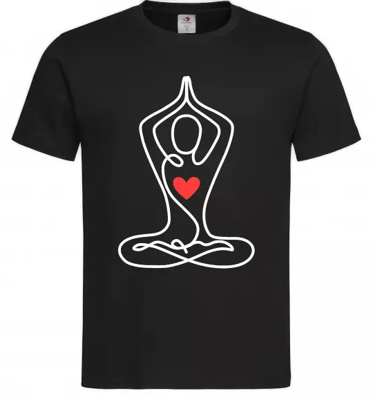 Мужская футболка Падмасана з серцем Черный фото