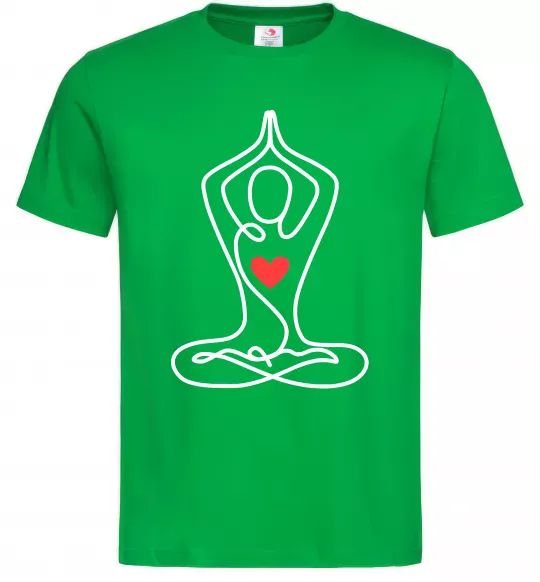 Мужская футболка Падмасана з серцем Зеленый фото