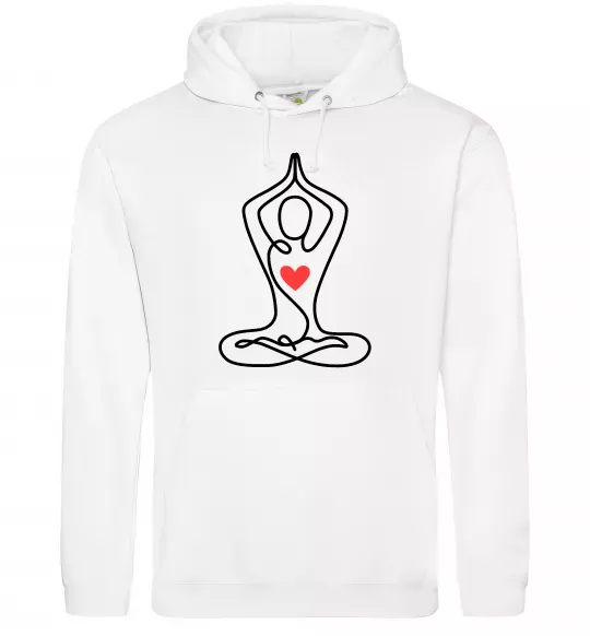 Чоловіча толстовка (худі) Падмасана з серцем Білий фото