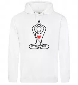 Чоловіча толстовка (худі) Падмасана з серцем Білий фото