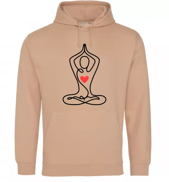 Жіноча толстовка (худі) Падмасана з серцем Пісочний фото
