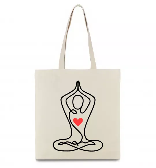 Эко-сумка Падмасана з серцем Бежевый фото