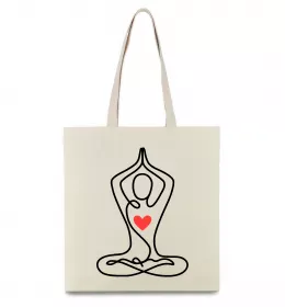 Эко-сумка Падмасана з серцем Бежевый фото