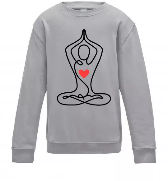 Детский Свитшот Падмасана з серцем Серый меланж фото