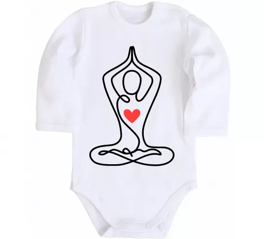 Дитячий бодік Падмасана з серцем Білий фото