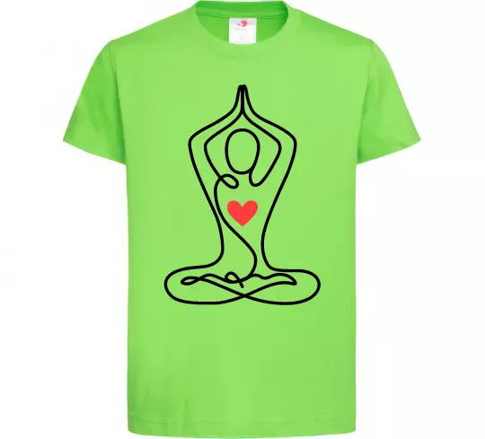 Детская футболка Падмасана з серцем Лаймовый фото