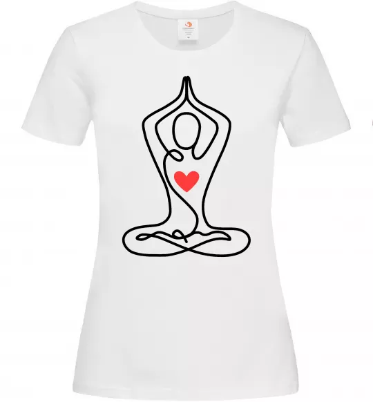 Жіноча футболка Падмасана з серцем Білий фото