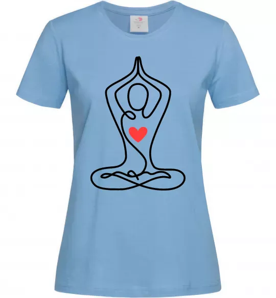 Жіноча футболка Падмасана з серцем Блакитний фото