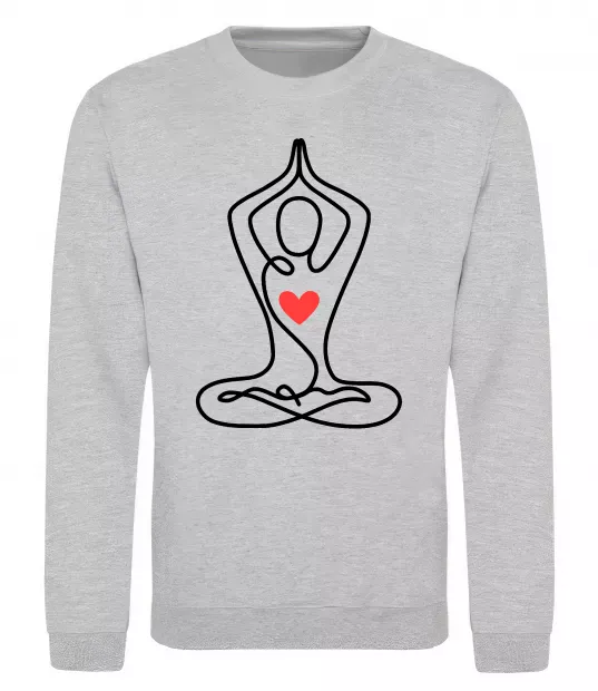 Світшот Падмасана з серцем Сірий меланж фото