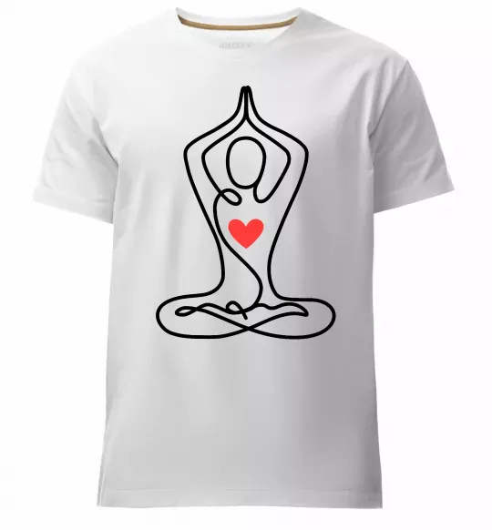Мужская премиум футболка Падмасана з серцем Белый фото