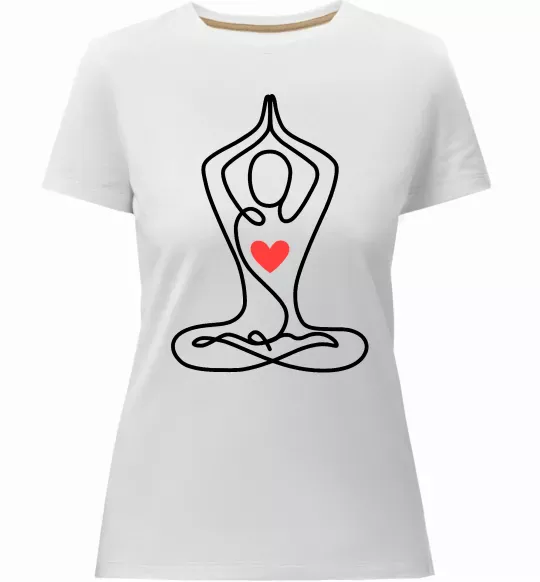 Женская премиум футболка Падмасана з серцем Белый фото
