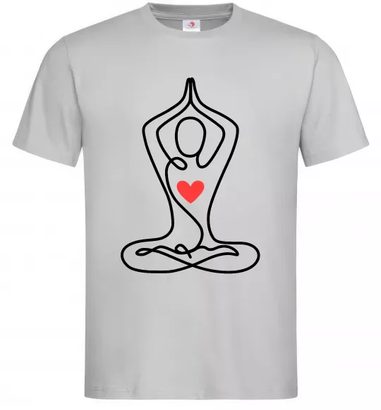 Мужская футболка Падмасана з серцем Серый фото
