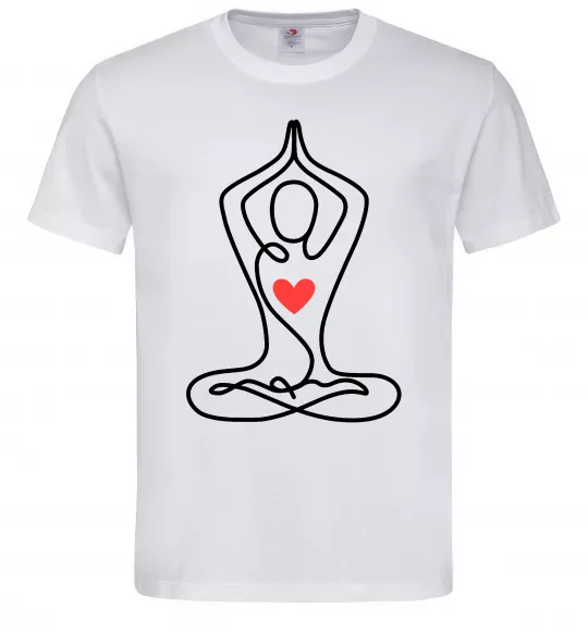 Мужская футболка Падмасана з серцем Белый фото