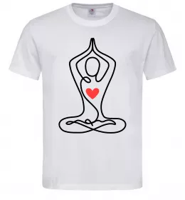 Мужская футболка Падмасана з серцем Белый фото