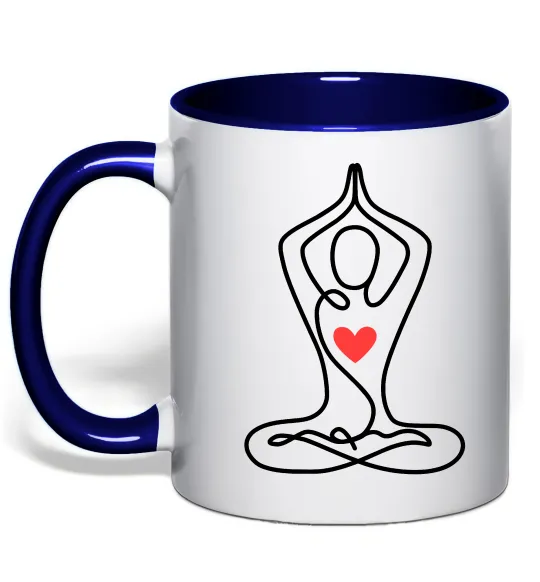 Чашка с цветной ручкой Падмасана з серцем Глубокий темно-синий фото