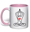 Чашка с цветной ручкой Падмасана з серцем Нежно розовый фото