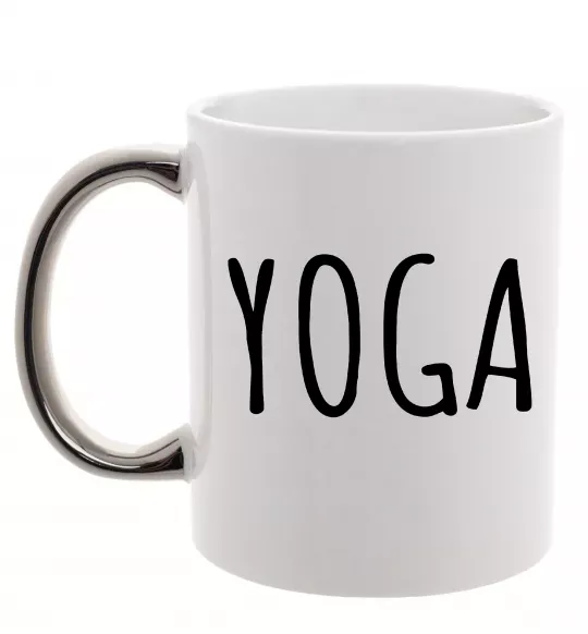 Чашка с цветной ручкой Yoga Серебро фото