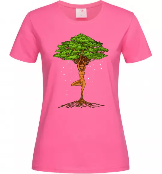 Жіноча футболка Дріада йога Яскраво-рожевий фото