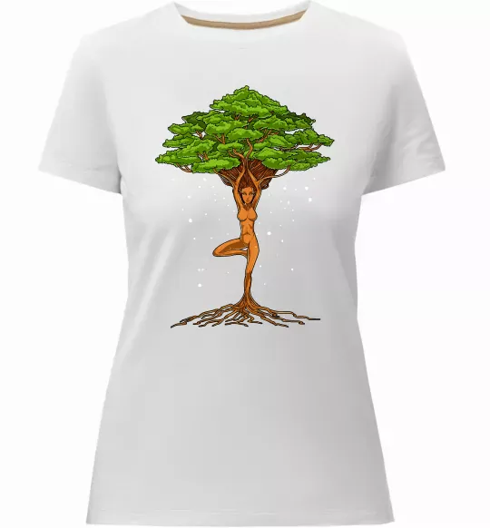 Женская премиум футболка Дріада йога Белый фото