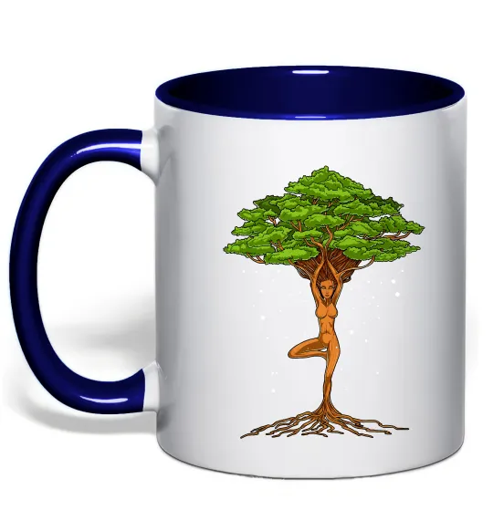 Чашка с цветной ручкой Дріада йога Глубокий темно-синий фото