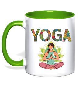 Чашка с цветной ручкой Yoga art