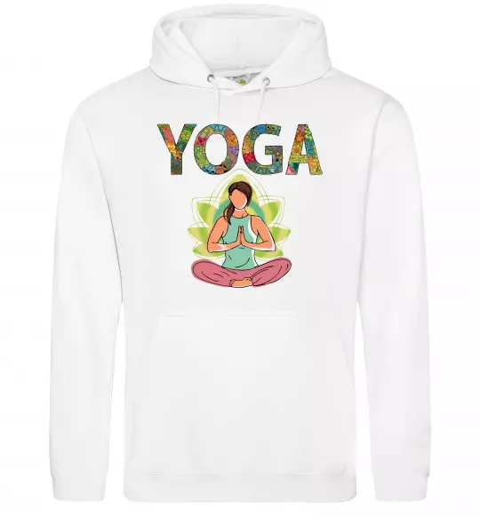 Мужская толстовка (худи) Yoga art Белый фото