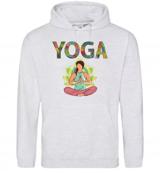 Мужская толстовка (худи) Yoga art Серый меланж фото