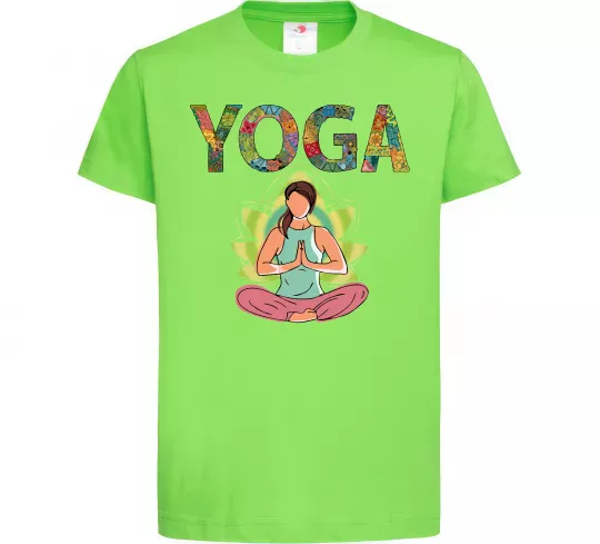 Дитяча футболка Yoga art Лаймовий фото