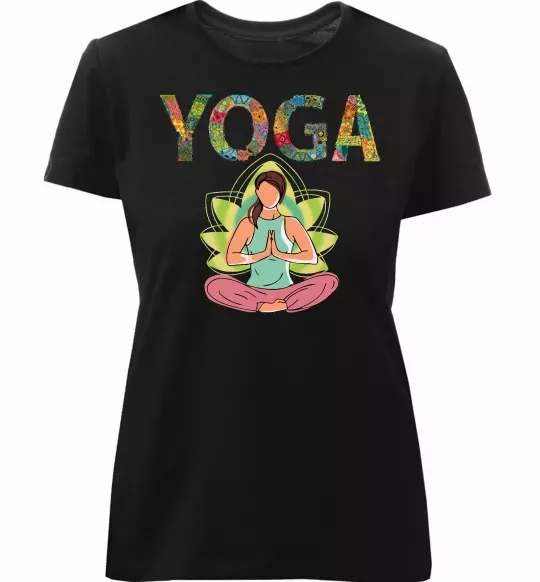 Жіноча преміум футболка Yoga art Чорний фото