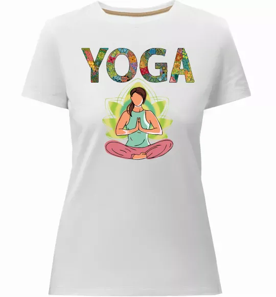 Жіноча преміум футболка Yoga art Білий фото