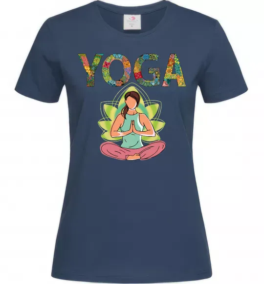 Жіноча футболка Yoga art Темно-синій фото