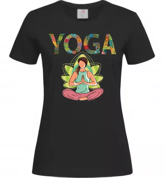 Жіноча футболка Yoga art Чорний фото