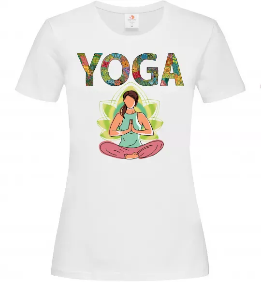Жіноча футболка Yoga art Білий фото