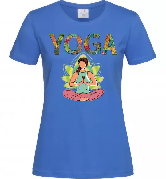 Жіноча футболка Yoga art Яскраво-синій фото